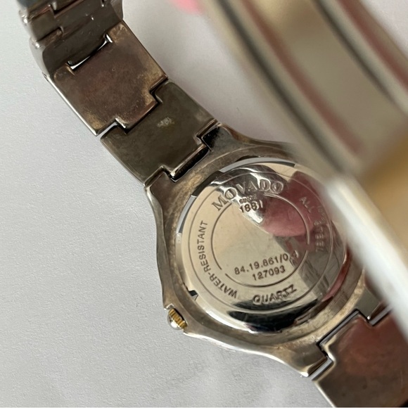 Movado Vintage Watch Esperanza Model 90’s Black Dial Gold Tone Stainless Steel - Picture 4 of 12